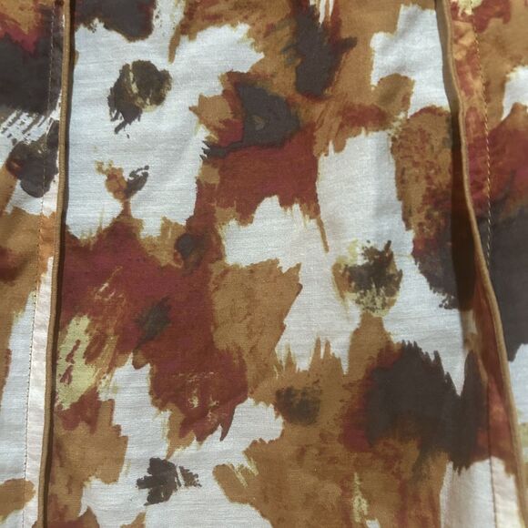 J.Jill‎ Womens Abstract Floral Print Midi Skirt-Cotton Silk-Sz 14P-Lined-Artsy - Picture 3 of 9